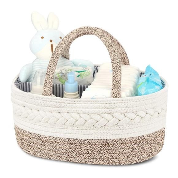 Diaper Caddy Organizer for Baby, Cotton Rope,Changing TableDiaper Storage Basket - Picture 1 of 6